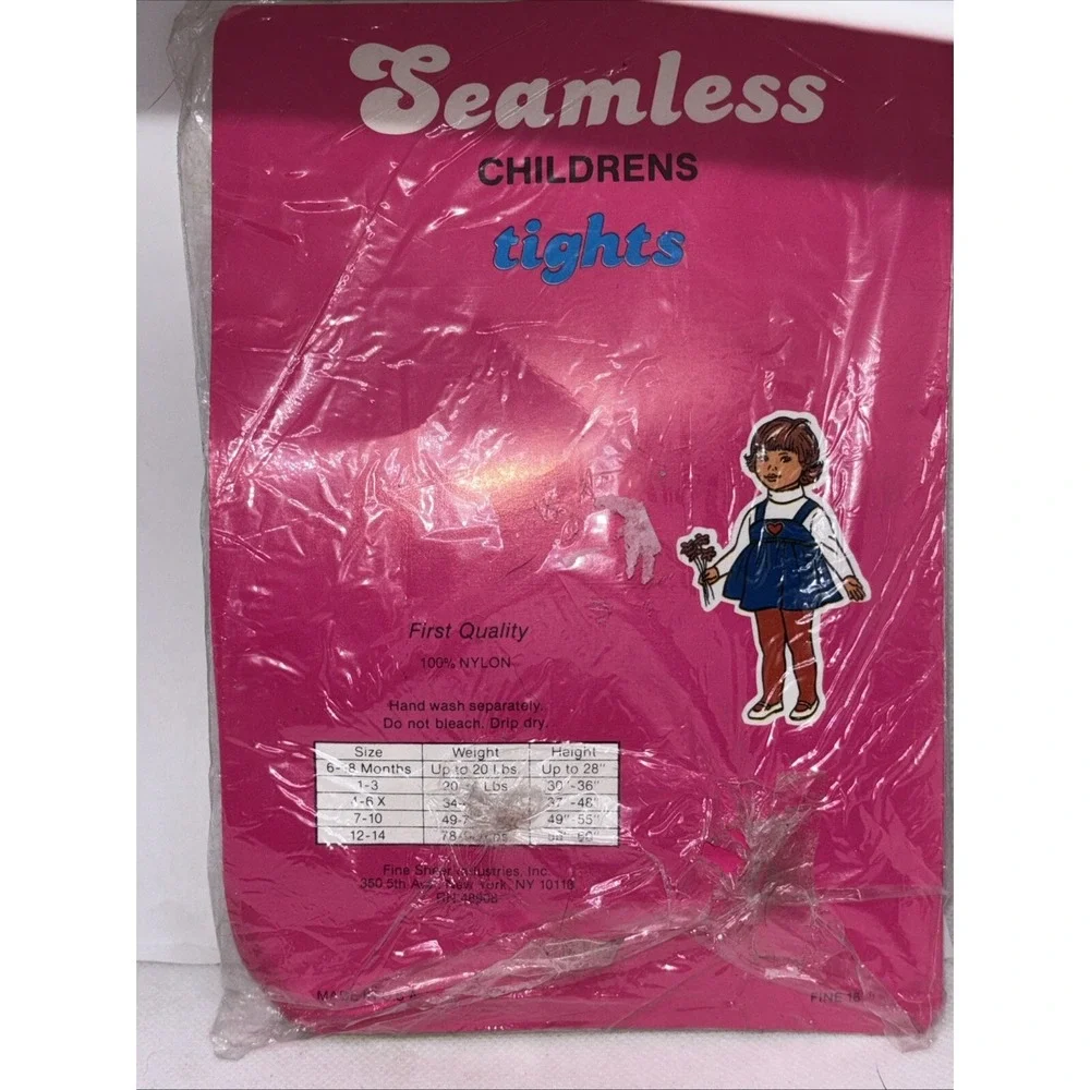 Vintage Children's Tights Fine Sheer Brand White With Pink Ice Cream Size 1-3